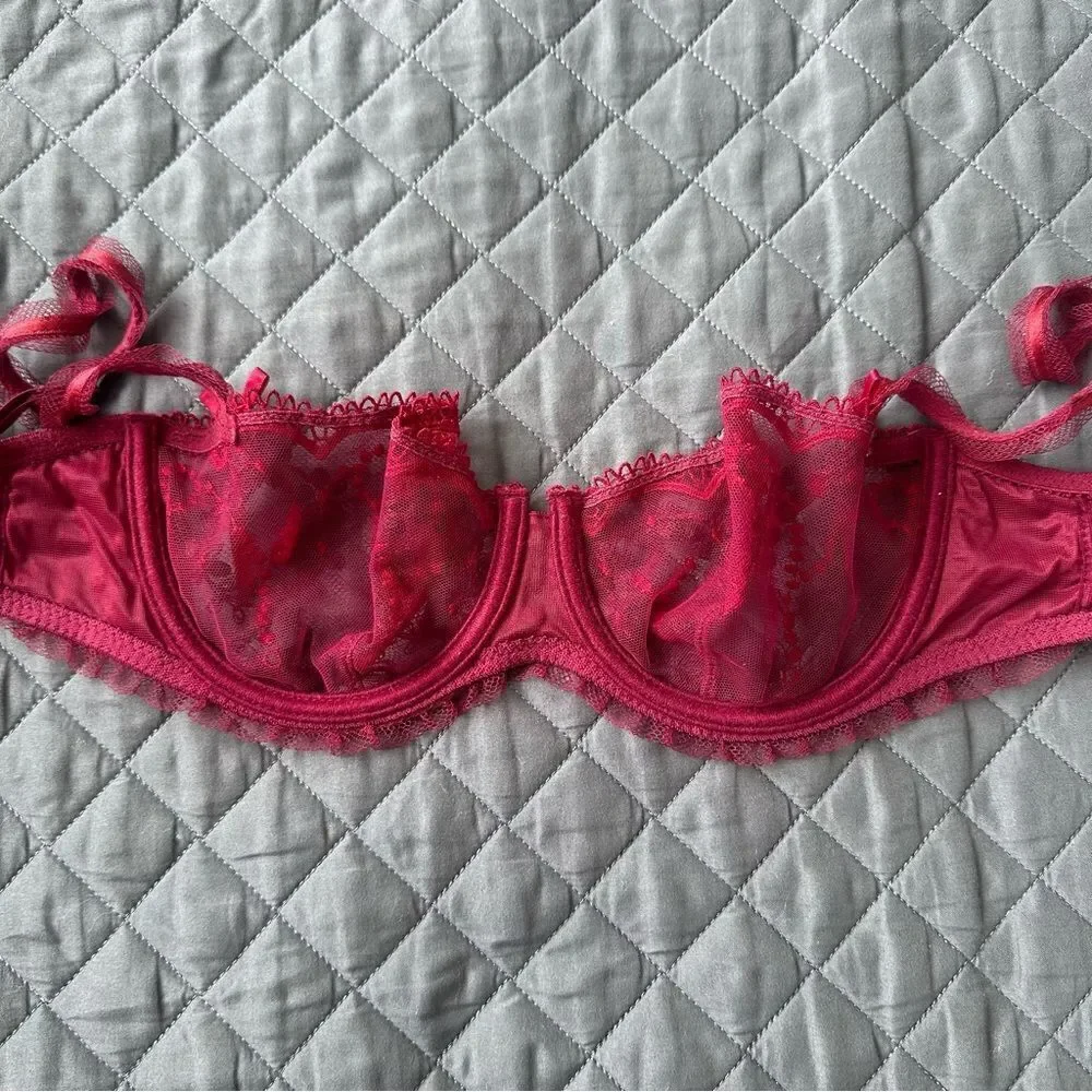 Chantelle Lace Underwire Bra with Adjustable Straps in Burgundy 34C